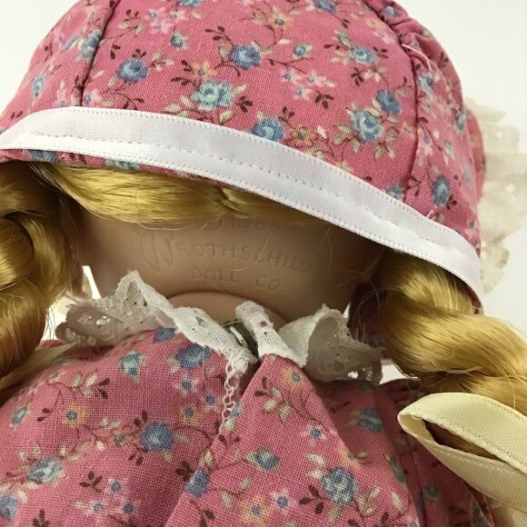 Rothschild Doll Co. Vinyl Jointed 1985 Blonde Braids Green Eyes 11” Floral Dress - Picture 14 of 16